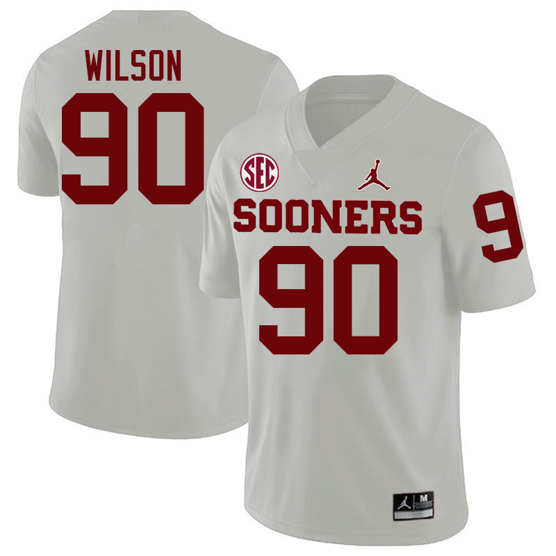 Oklahoma Sooners #90 Trent Wilson College Football Jersey Stitched-White